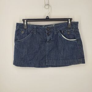American Eagle Denim Mini Skirt With Button Fly Closure Size 12